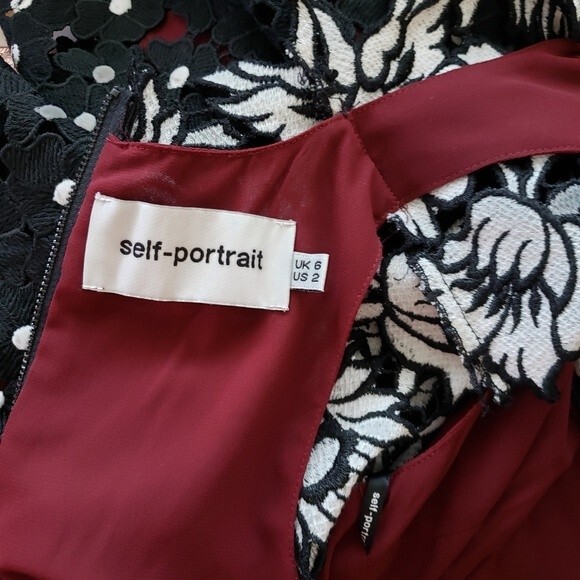 Self-Portrait Millie Layered Guipure Layered Lace Asymmetric Sleeveless Dress - Picture 10 of 12